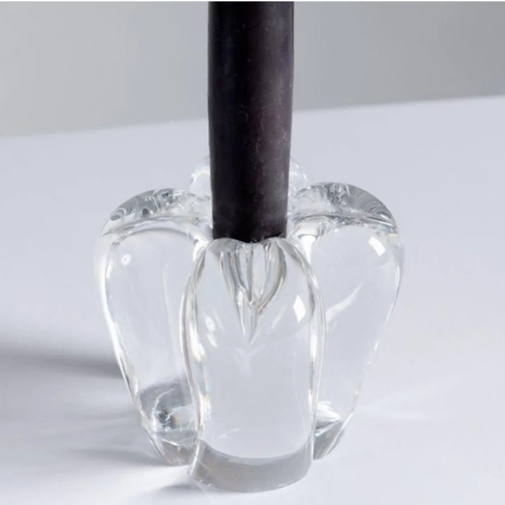 Daum Pair of Crystal Candleholders France 20th Century Signed Art Rare New